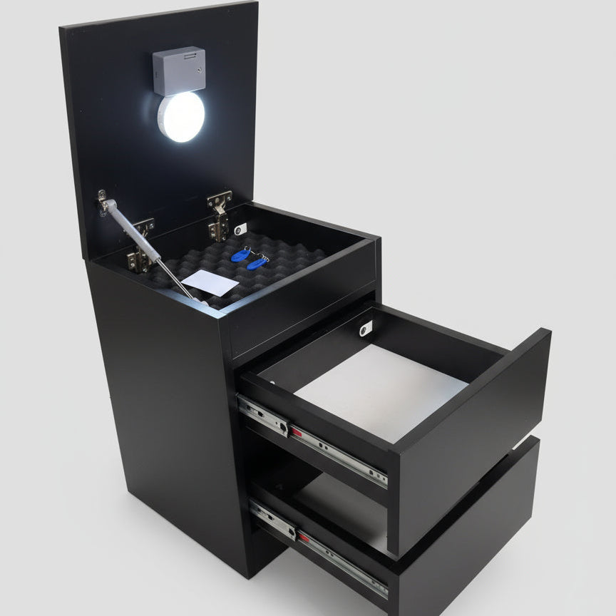 Gizli Bölmeli Komodin - MDF (Siyah)