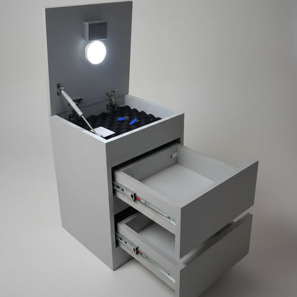 Gizli Bölmeli Komodin - MDF (Açık Gri)