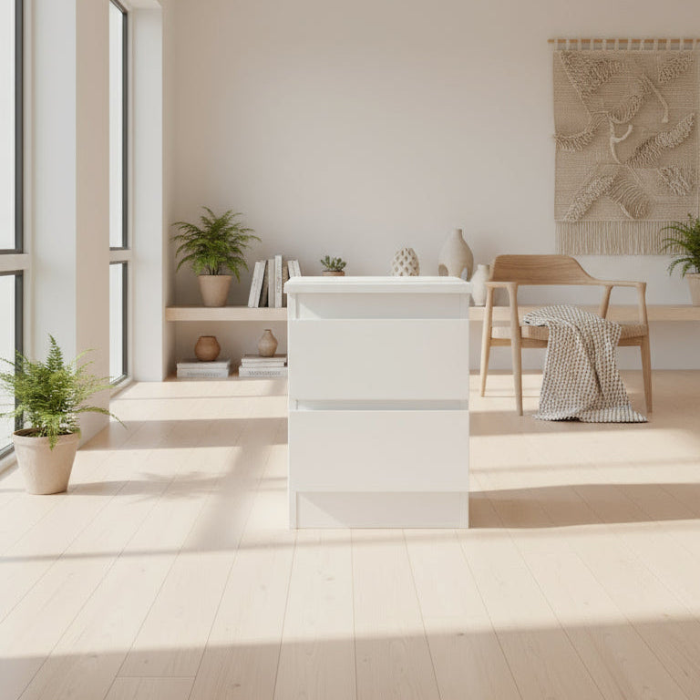 Gizli Bölmeli Komodin - MDF (Beyaz)