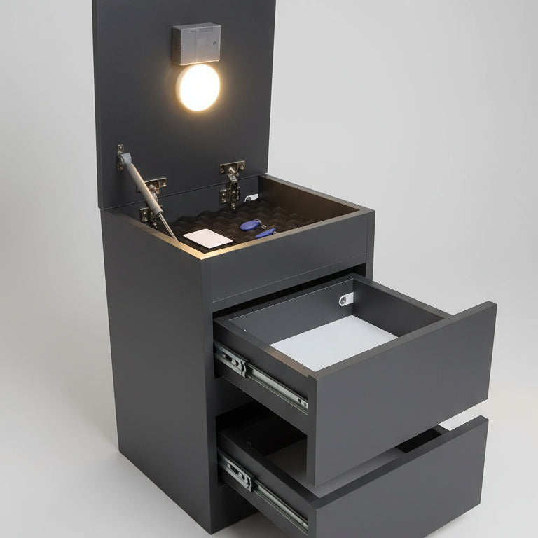 Gizli Bölmeli Komodin - MDF (Antrasit)