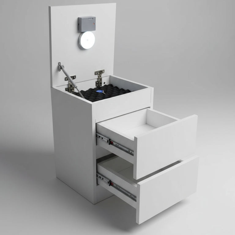 Gizli Bölmeli Komodin - MDF (Beyaz)