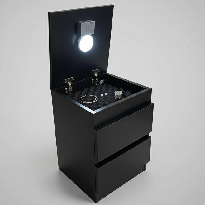 Gizli Bölmeli Komodin - MDF (Siyah)