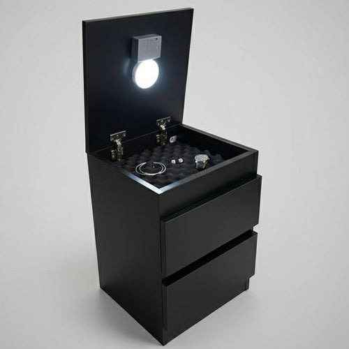 Gizli Bölmeli Komodin - MDF (Siyah)